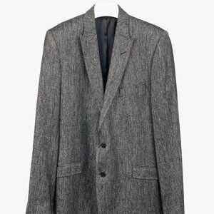 Versace Collection White & Black Herringbone Tweed Blazer